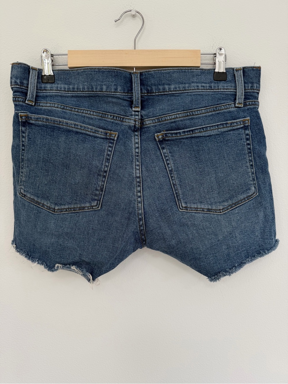 J. Crew Blue Denim Maternity Shorts with Navy Side Panels Size 28 - Picture 4 of 4